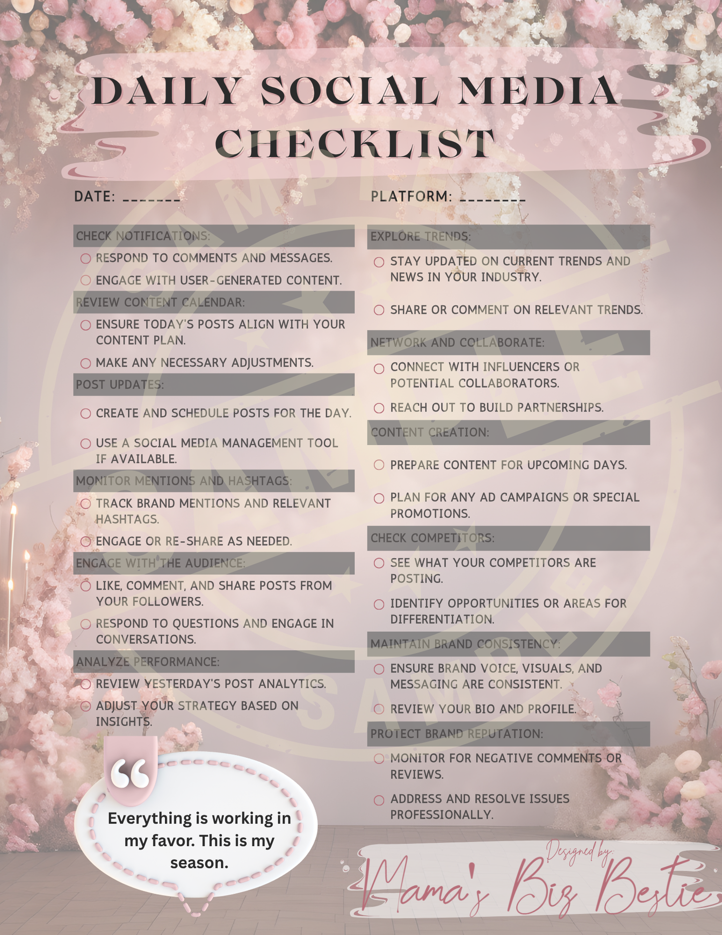 Daily Social Media Success Planner (Personal Use Edition)