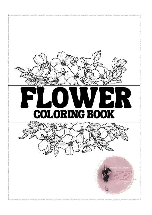 Flowers Coloring Book — Editable Canva Template + Resell Rights