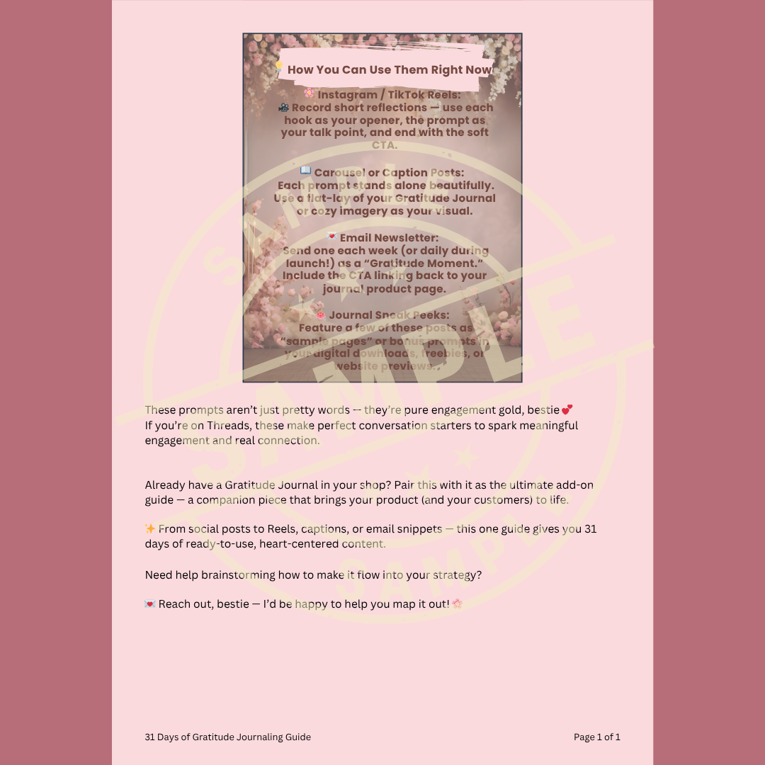 31 Days of Gratitude Journaling Guide (PLR + Canva Template)